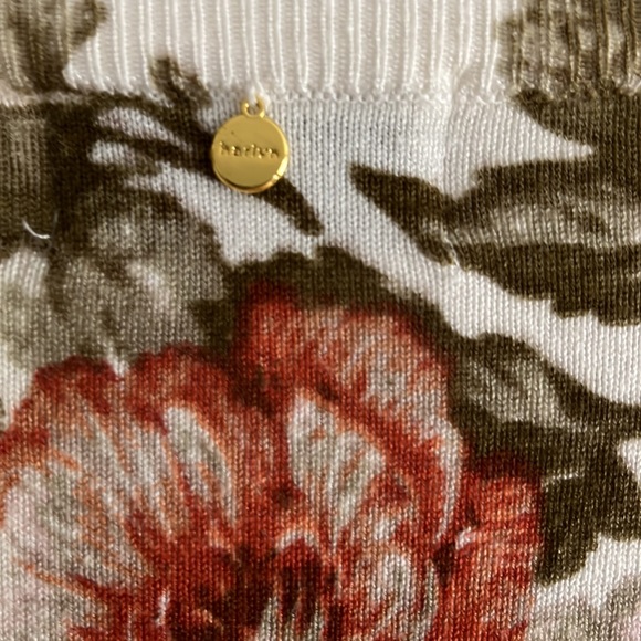 Anthropologie Harlyn Boho Floral Ruffle Lightweight Sweater Pink Olive Green S - Picture 8 of 8